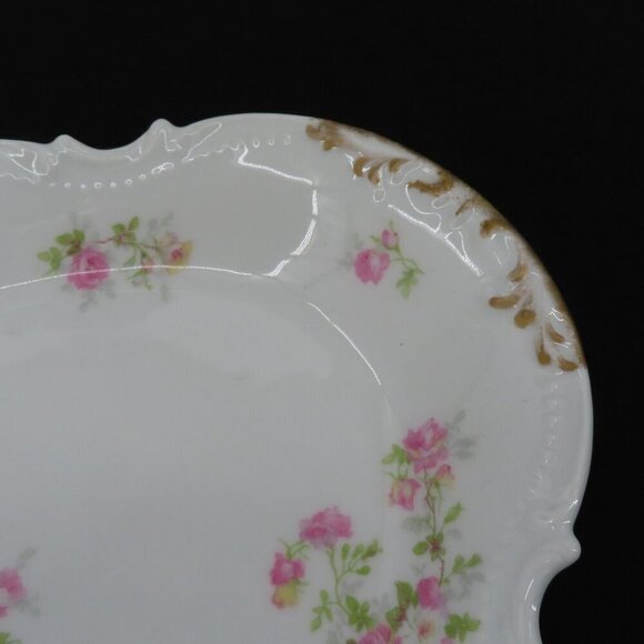 Coronet Limoges France 14in Pink Yellow Rose Flower Floral Swag Oval Platter VTG - Picture 5 of 9